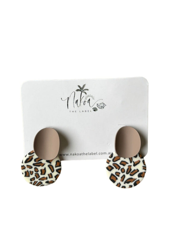 Beige Leopard Earrings