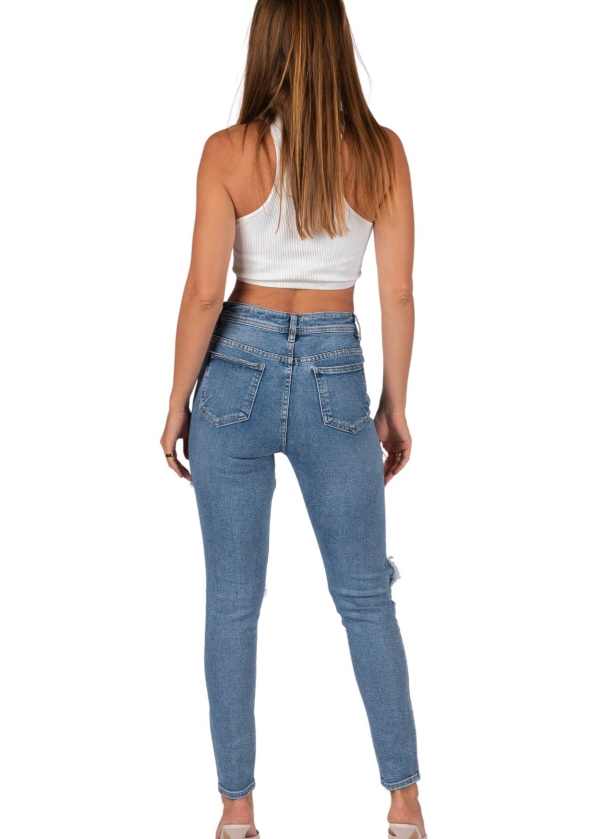 Top distressed jeans on back 2025